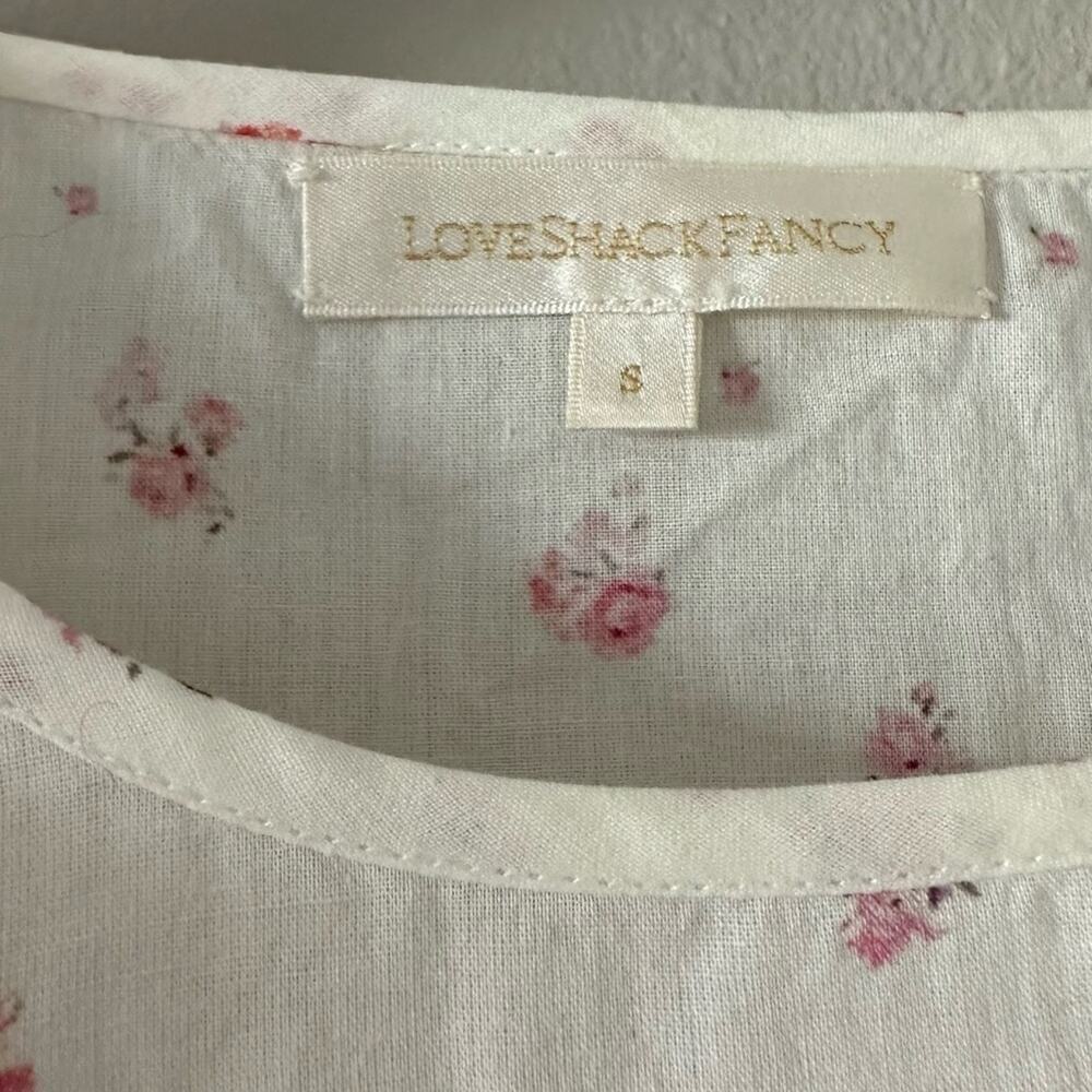 Loveshackfancy Cream & Pink Floral Print Ruffle B… - image 4